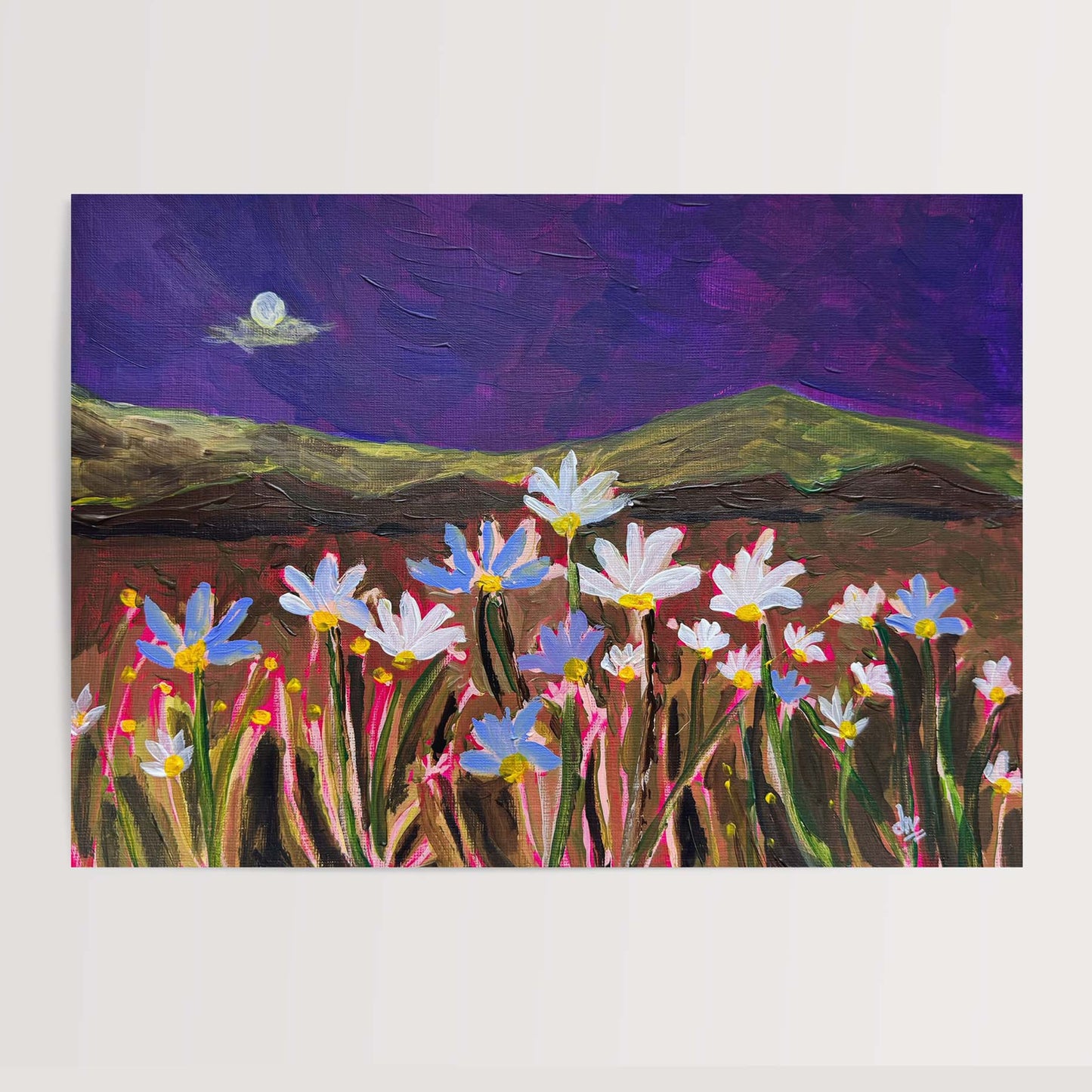 Moonlit Daisy Field