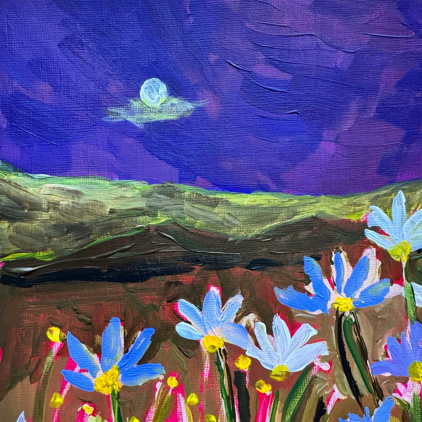 Moonlit Daisy Field